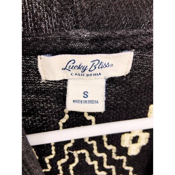 Lucky Bliss Gray Fully Embroidered Cardigan Sweater Size S - Picture 6 of 6